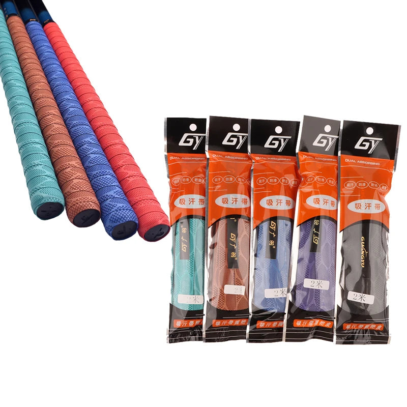 1Pc 2M Anti-slip Sport Fishing Rods Over Grip Sweat Band Griffband Tennis Overgrips Tape Badminton Racket Grips Sweat Band