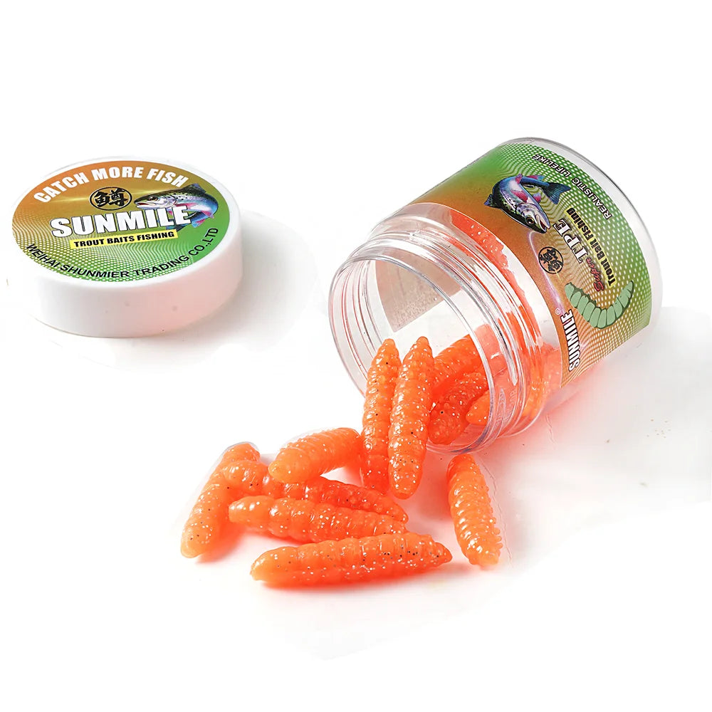 Shrimp-Scented Trout Worm Lures, 12-Pack - Fishing Tackle from Linloft.