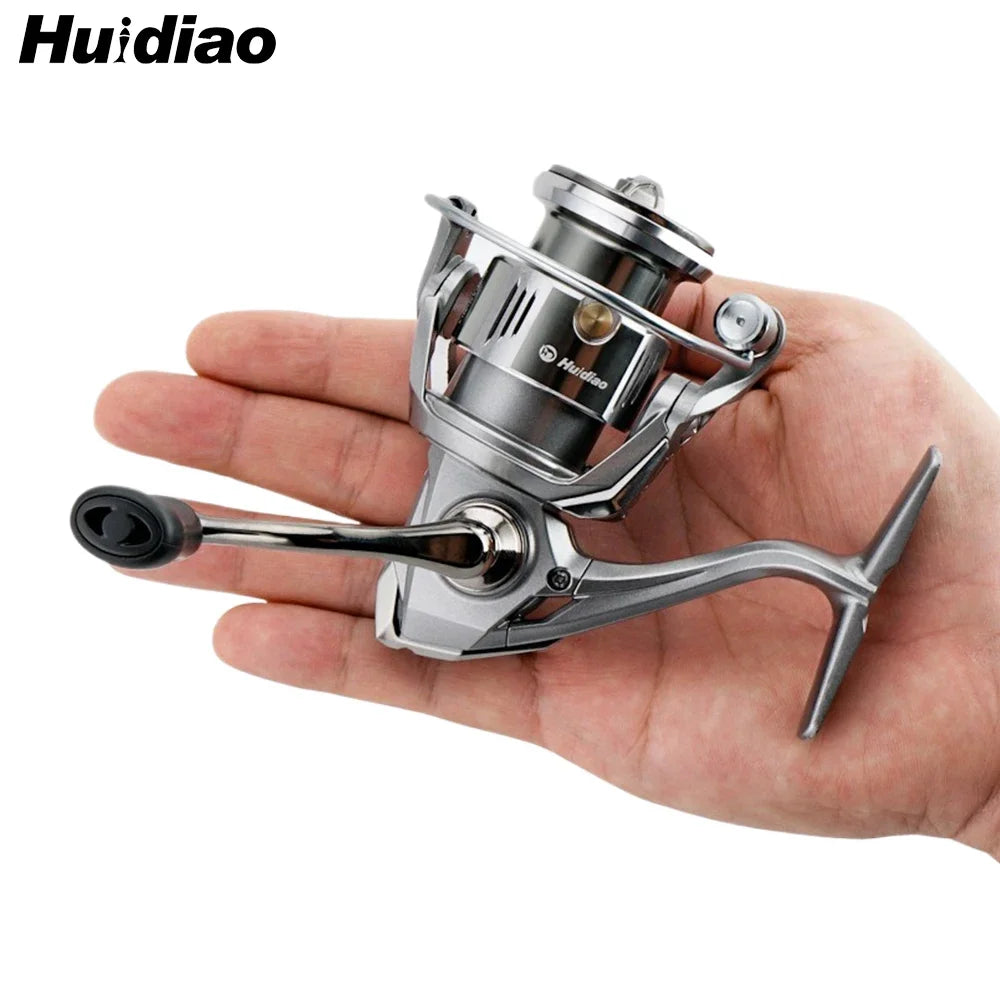 Huidiao 140g Ultralight Spinning Reel 500/800/1000 Small Fishing Reel 4+1BB 4kg Max Drag Metal Spool/Handle for Finesse Fishing