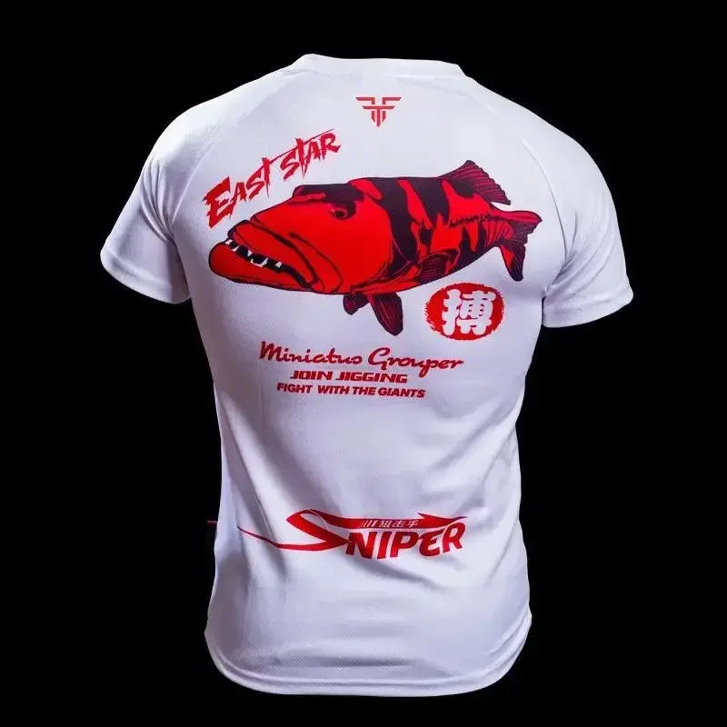 Short Sleeve Fishing Suit with Ice Silk, Quick Drying T-Shirt, Breathable Sun Protection, Lure Sea Fishing Clothes