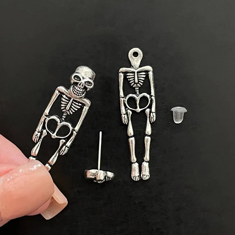 Spooky Skull and Skeleton Dangle Earrings - Earrings from Linloft.