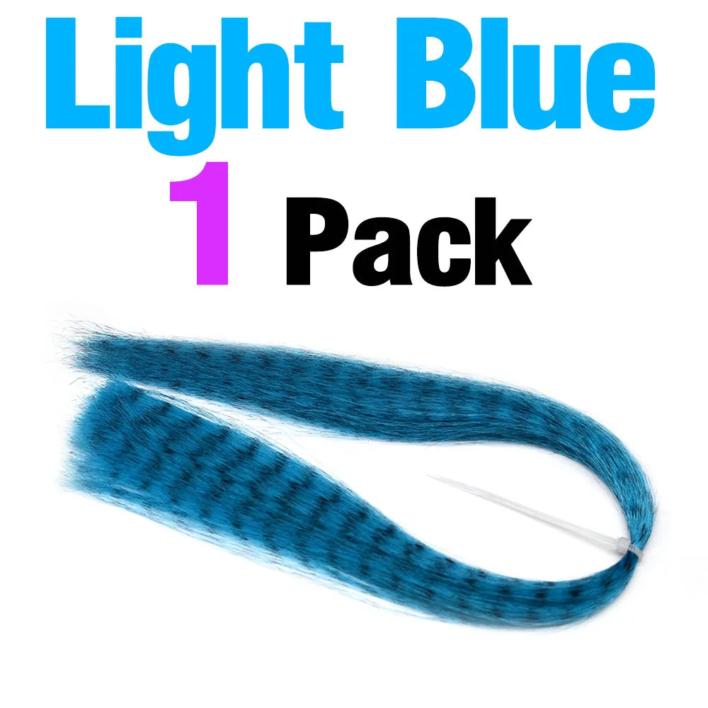 1Pack 12 Colors Fly Fishing Streamer Fly Tying Zebra Grizzly Hair Body Black Barred Minnow Fibers for Flies