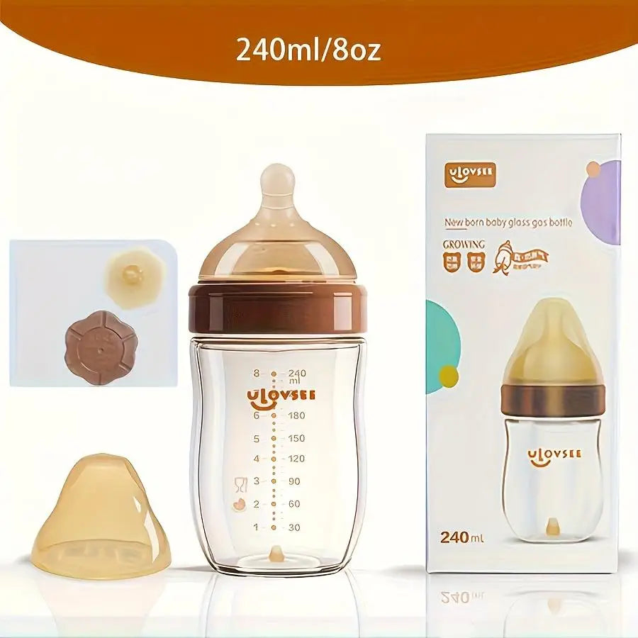 4oz,8oz High Borosilicate Glass Baby Bottles, Wide-Neck Glass Feeding Bottle, Milk Bottle with Bottom Air Balance Hole/Valve, Perfect Gift for Newborn - Toys & Games from Linloft.