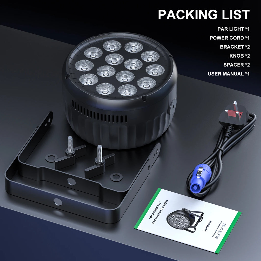 Yiflamefly 4Pcs/Set 180W Par Lights 14X15W RGBW LED Stage Lights DMX DJ Lights For Party Event Wedding Holiday Bar Christmas
