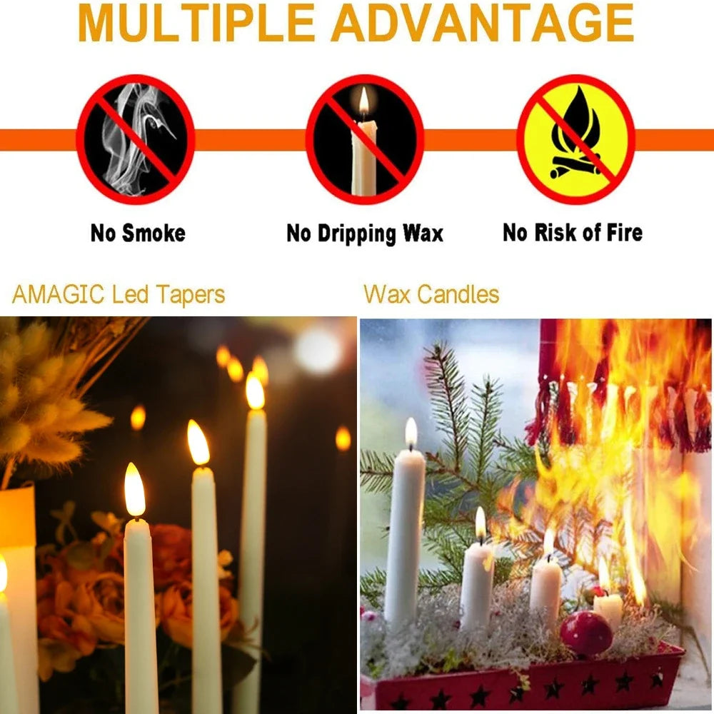 Flameless Taper Candles with Remote Control Flickering LED Candles Taper Warm White Light LED Candlesticks for Christmas Wedding - Seasonal & Holiday from Linloft.