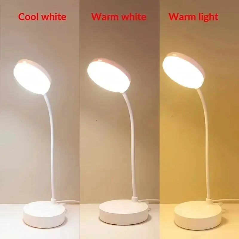 3-Level Dimmable Wireless LED Desk Lamp, Plug-in Powered Touch Control Table Light. Portable Night Light for Bedroom, Study Room