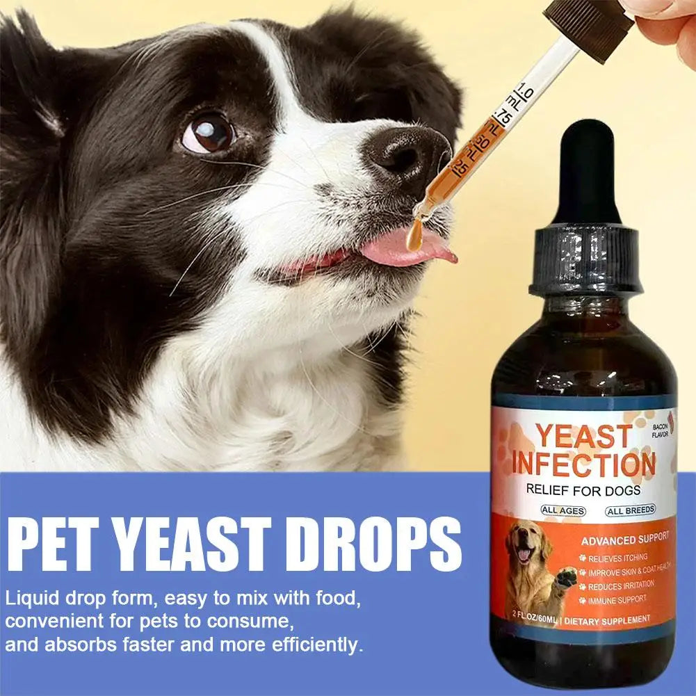 Dog Yeast Infection Relief Drops Itch Relief Pet Liquid Supplement Skin Coat Health Ear Eye Care Bacon Flavor 60ml - Pet Supplies from Linloft.