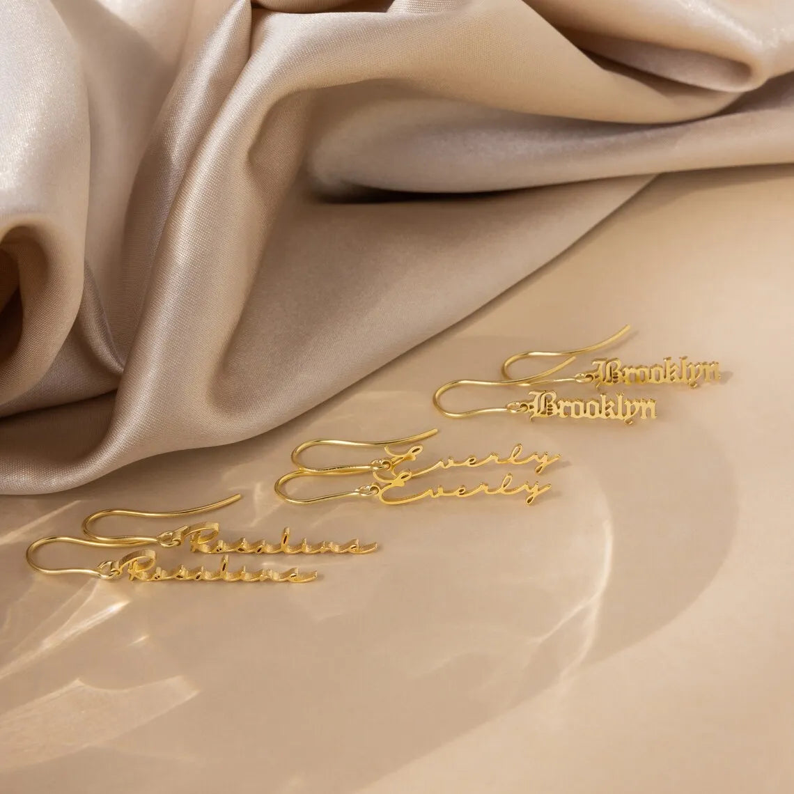Custom Name Drop Earrings, Stainless Steel - Earrings from Linloft.