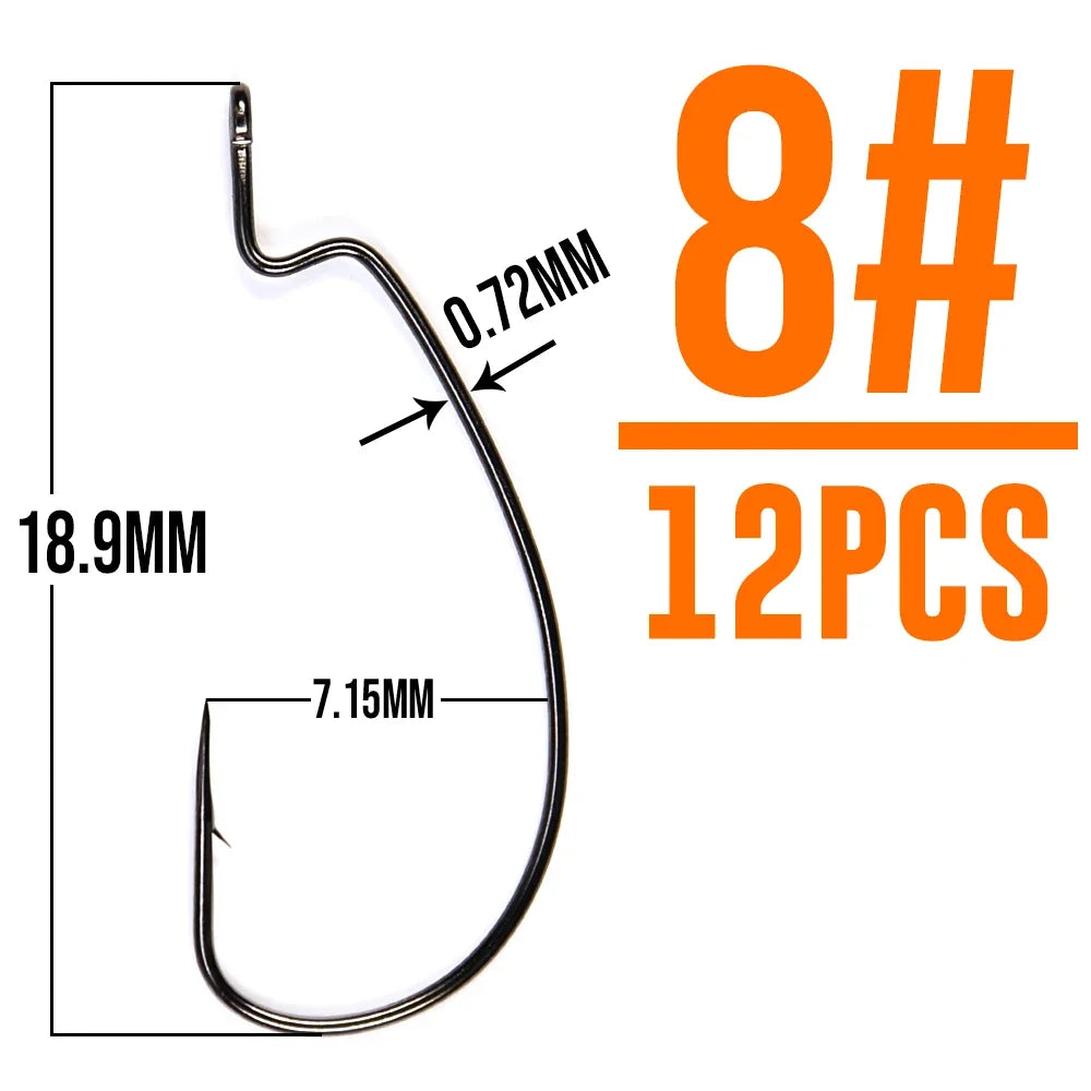 Thin Wire EWG Worm Hooks, 12-Pack - Fishing Hooks from Linloft.