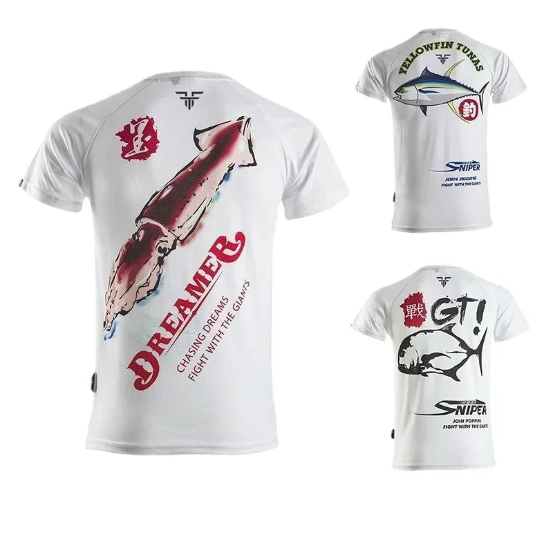 Short Sleeve Fishing Suit with Ice Silk, Quick Drying T-Shirt, Breathable Sun Protection, Lure Sea Fishing Clothes