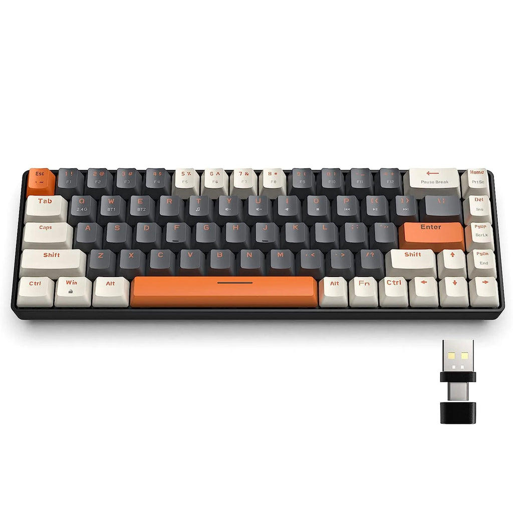 RK68 60% Wireless Mechanical Keyboard, Bluetooth 5.0/2.4GHz with Dual Mode 2-in-1 Receiver, 68-Key Hot-Swappable Gaming Keyboard - Electronics & Accessories from Linloft.