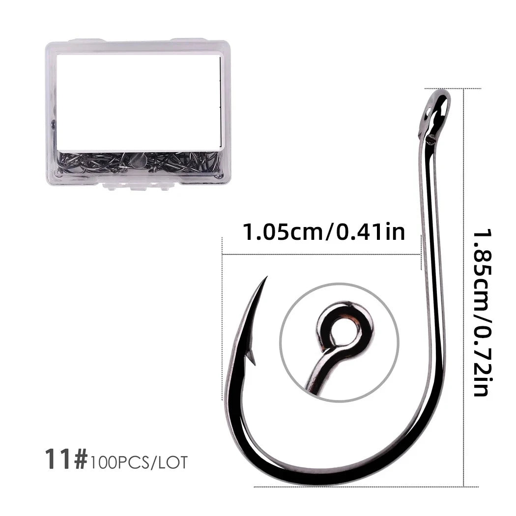 Sharp Barbed Eyed Hooks, 100-Pack - Fishing Hooks from Linloft.