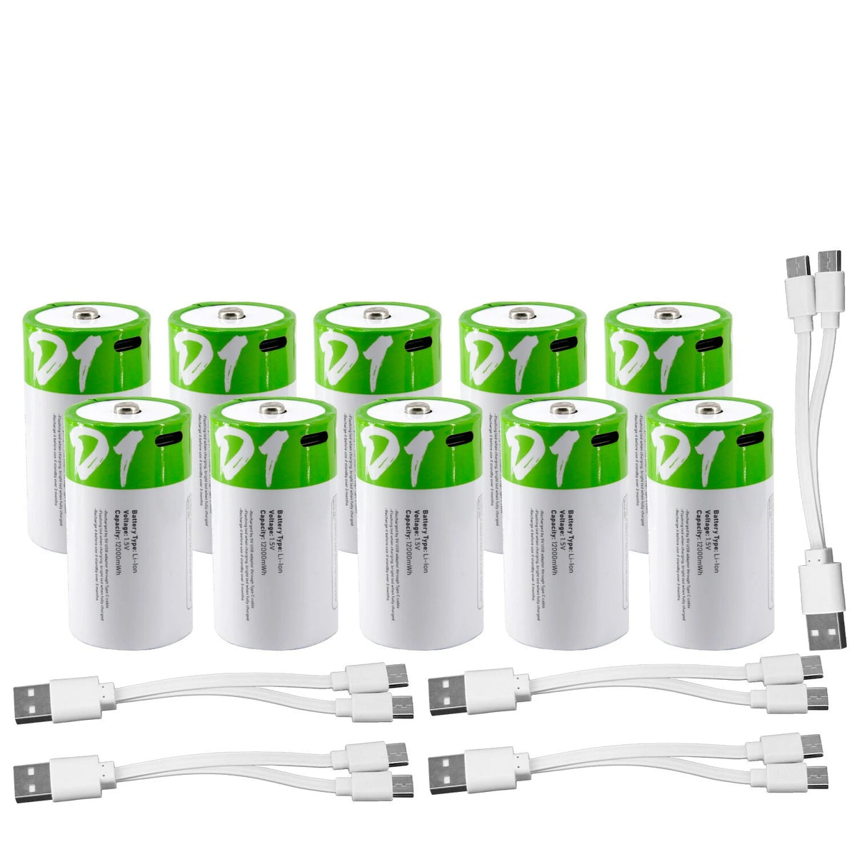 12000mWh 1.5V D Size LR20 Lithium Rechargeable Battery with Type-C Charging Cable, For Gas Stoves and Water Heaters Etc... - Electronics & Accessories from Linloft.