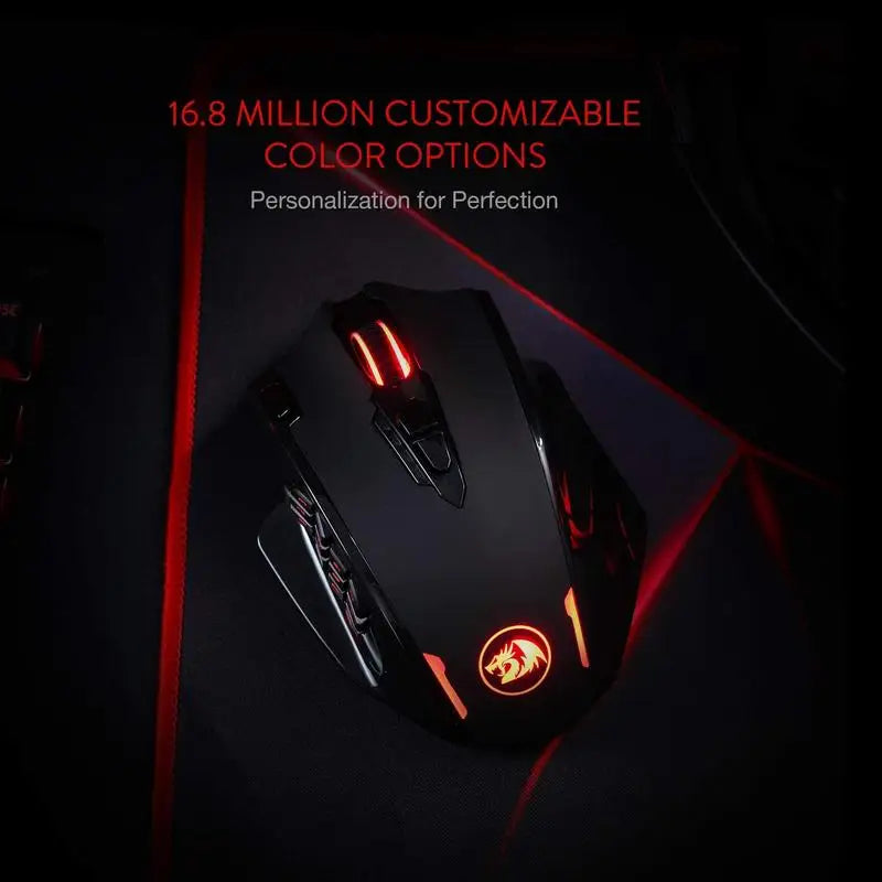 Redragon M913 Gaming 16000 DPI Wired 2.4Ghz Wireless RGB Optical Gamer Mice 16 Programmable Buttons, Black/White Mouse