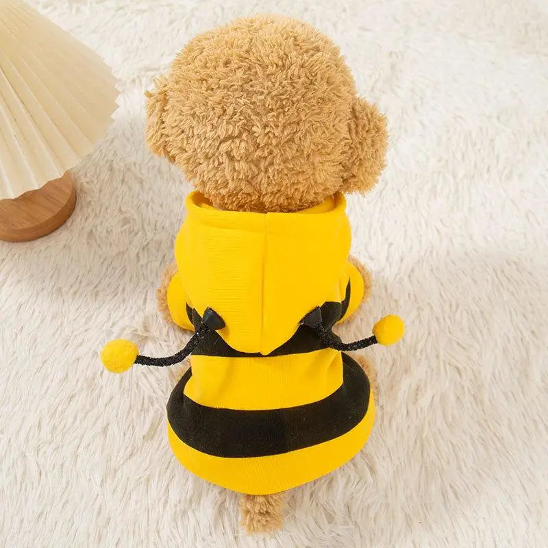 Cute Bee Dog Hoodie Autumn Winter Pet Clothes for Small Dogs Cats Puppy Teddy Schnauzer Warm Fleece Costume Apparel Transformati - Pet Supplies from Linloft.